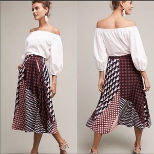 HD in Paris Anthropologie “Marilyn” Abstract Patterned Midi Skirt Blues & Pinks
